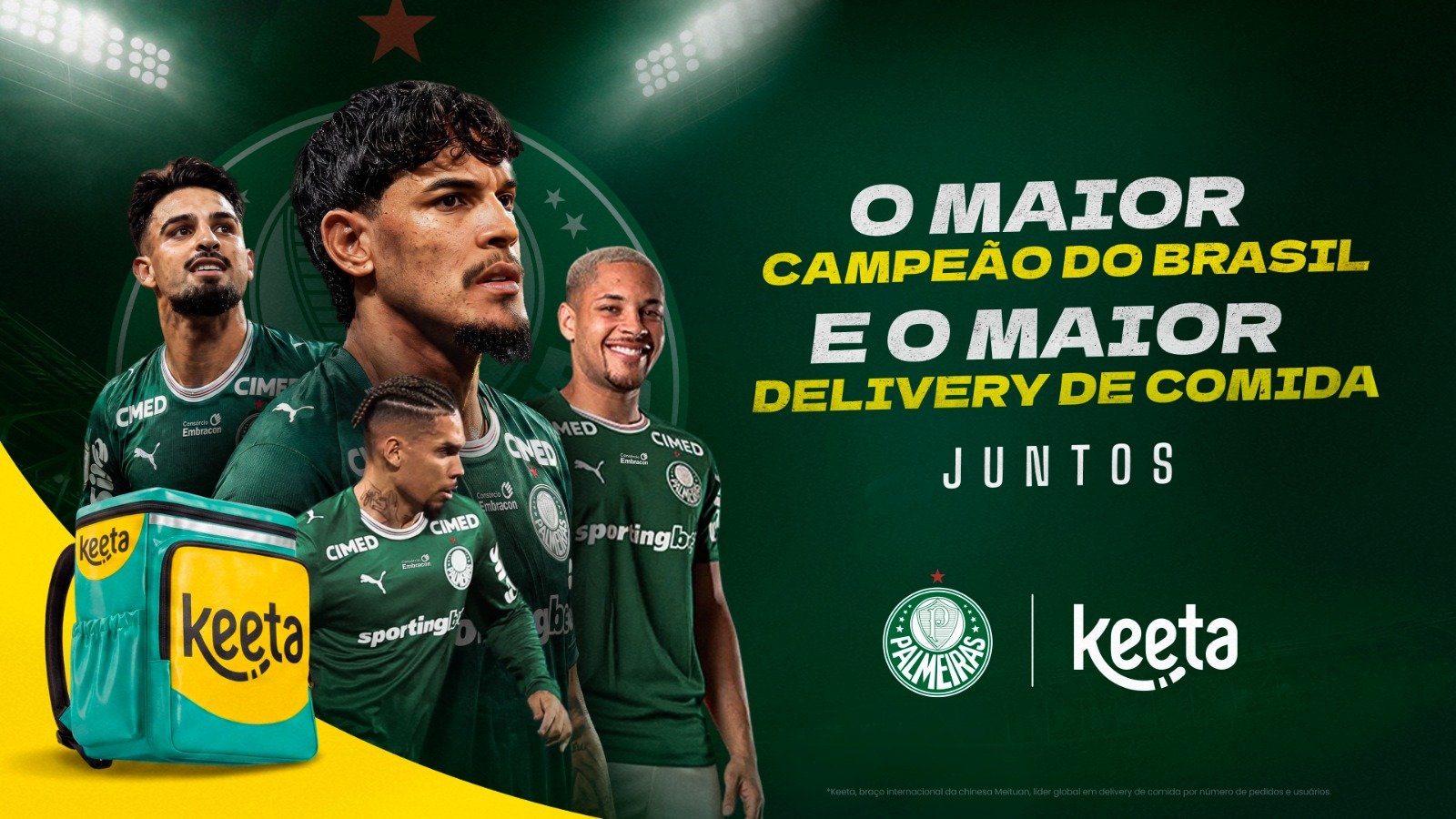 Palmeiras e Keeta anunciam parceria até o fim de 2026.
