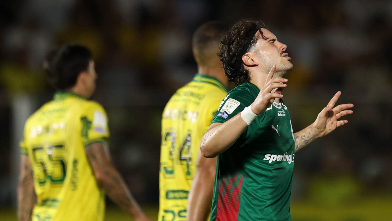 Jogador Mauricio, da SE Palmeiras, comemora seu gol contra a equipe do Mirassol FC, durante partida válida pela vigésima quinta rodada, do Campeonato Brasileiro, Série A, no Estádio José Maria de Campos Maia.
